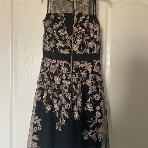 J Taylor Embroidered Rose Gold Floral Dress